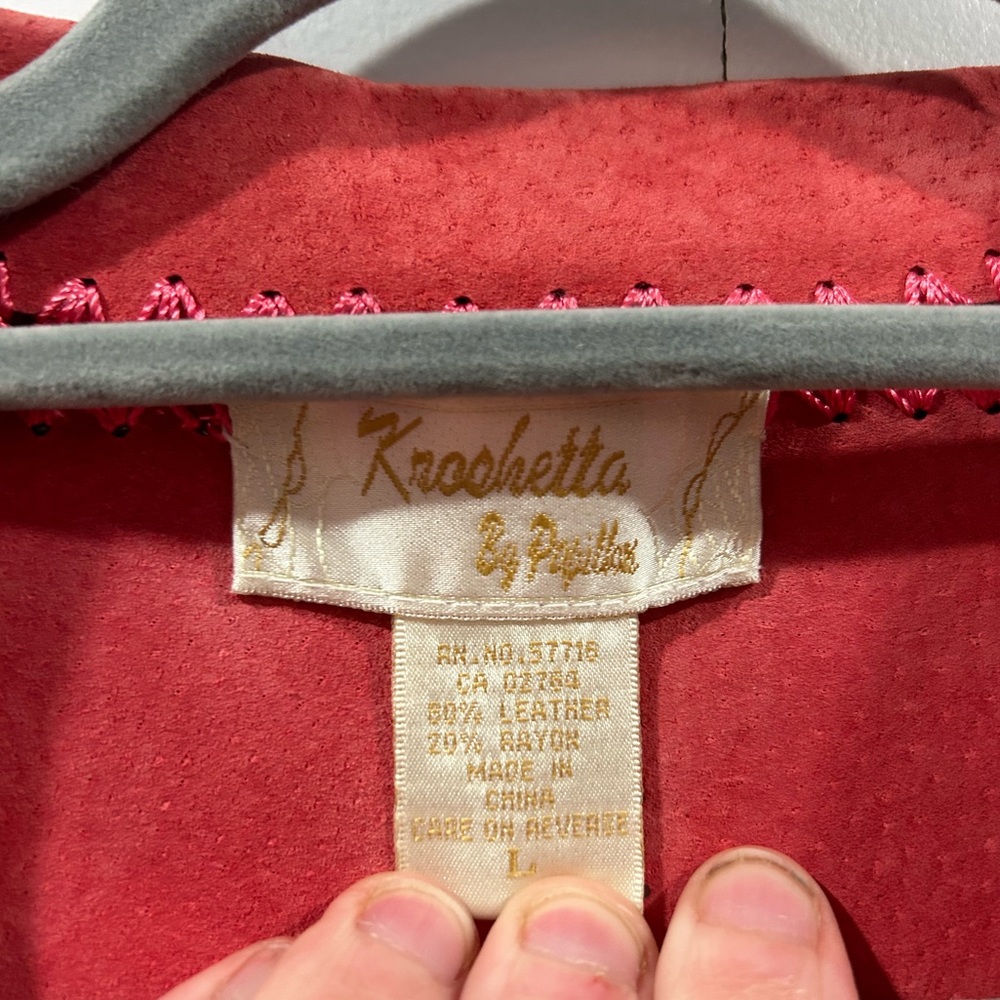 Kroshetta By Papillon Suede Patchwork Jacket Size… - image 3